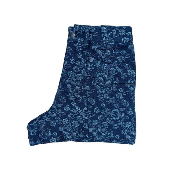 Urban outfitters Pants - Urban Outfitters Floral Denim Shorts Women Size 26 High Rise Blue Jacquard